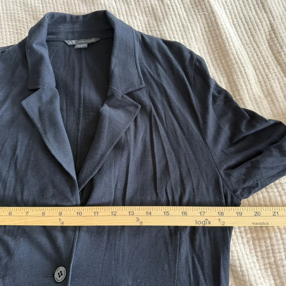 Armani Exchange Blazer Womens XL Black 100% Cotton Jersey Knit Single Button